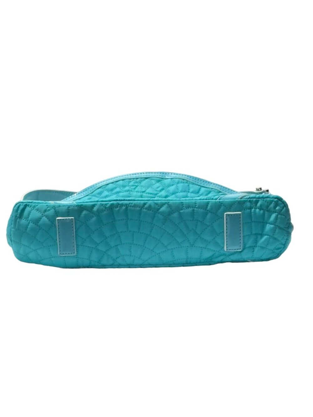 VERA BRADLEY Women's Handbag Blue Quilted Fabric Patent Leather Trim Zip Pocket - Picture 4 of 16